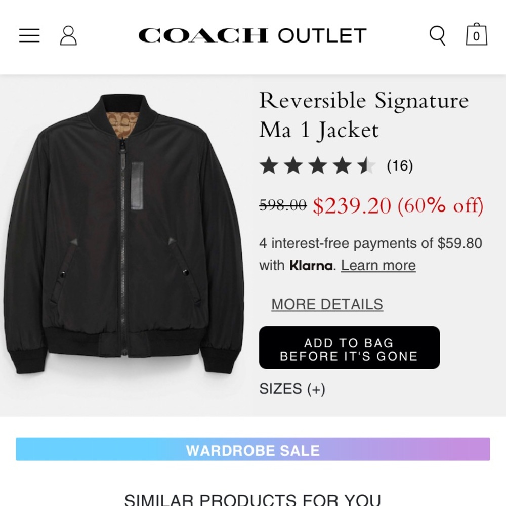 COACH MENS Bomber Jacket XL